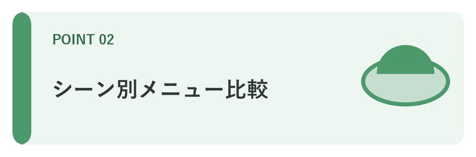 シーン別メニューの比較