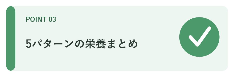 5パターンの栄養まとめ