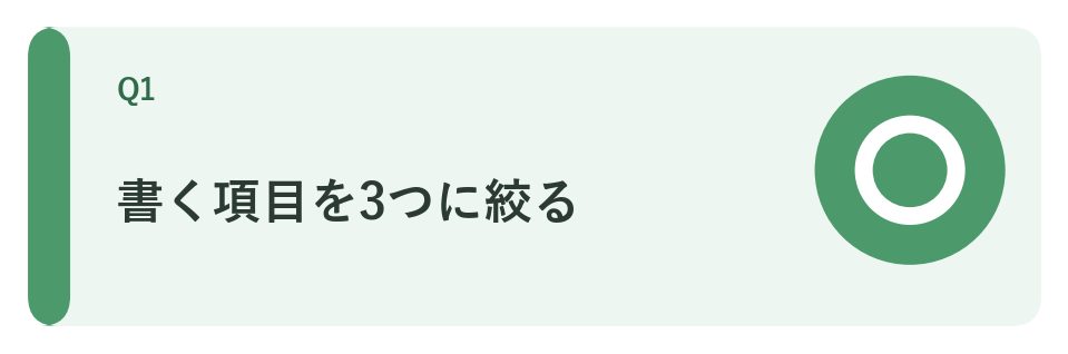 書く項目を3つに絞る