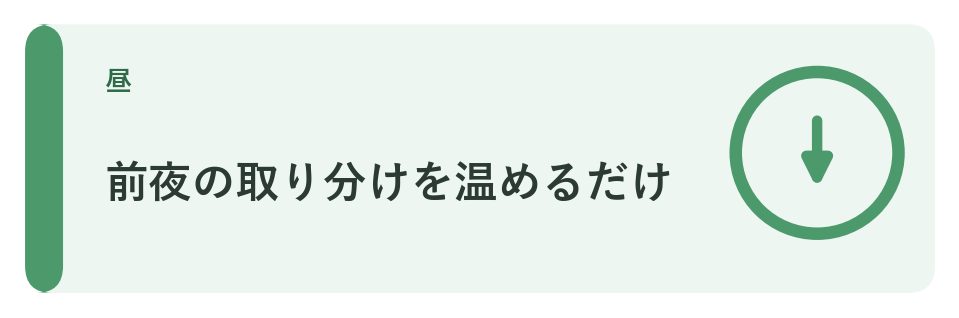 前夜の取り分けを温めるだけ